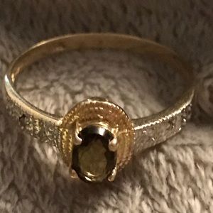 Smoky Topaz Ring Solid Yellow Gold 10 Kt Stamped